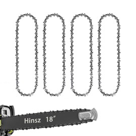 Hinsz 4 Pack/18 inch Chainsaw Chains for (45 cm)Bar, Replacement Chain Saw Chains, 3/8" LP Pitch, 62 Driver Links, .050"(1.3mm) Gauge-Fits for Husqvarna, Mac Allister, Bosch and more-Without Guide Bar