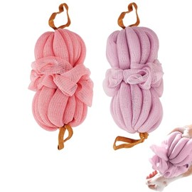 Esponjas Trenzadas Elásticas Baño Ducha Largas Tipo Puf Rosa Morado Unidad Paquete