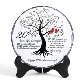 Lotoo China 20th Anniversary Slate Plate for Couple Gifts, White Elegant Keepsake Wedding Gifts for Couples, Husband, Wife, Parents