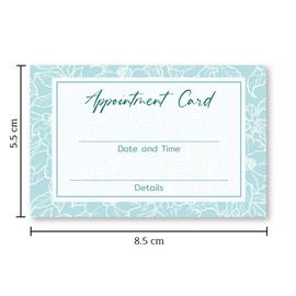 50 x Appointment Cards - Teal Floral Design - Client Reminder for Salon, Beauty, Hair, Massage, Lashes, Nails