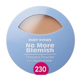 Ruby Kisses No More Blemish Face Powder with Salicylic Acid Korean Makeup Matte Finish Full Coverage Pressed Powder (Natural Buff)