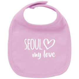 huuraa Sabberlätzchen Seoul my love Geschenk Unisex Babylatz Babypink Bio Baumwolle Seoul Mitbringsel