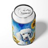 Caroline's Treasures White Poodle in Sunflowers Can or Bottle Hugger