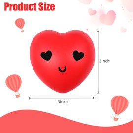 24 Pieces Heart Stress Balls 3 Inches Valentine's Day Heart Smile Face Stress Balls for Adults Valentines Party Favors Decorative Balls Foam Balls Red Heart Shaped Funny Face Balls for Valentines Day