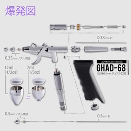 Gaahleri Airbrush Double Action Trigger Type Advanced Series GHAD-68 (Self-centering Insertion Nozzle Structure) Nozzle Diameter 0.38 & 0.5mm for Model Painting
