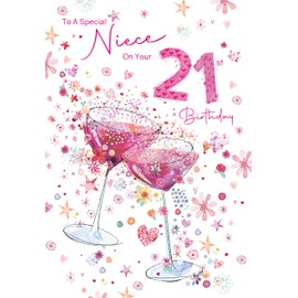 Cherry Orchard Niece 21st Birthday Card from, Fun and Bright design, complete with envelope
