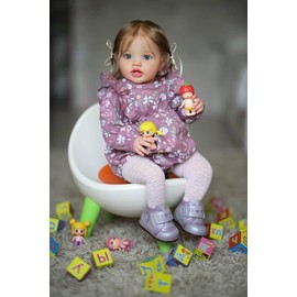 Anano Reborn Baby Dolls Girl That Look Real 24 Inch Realistic Silicone Reborn Toddler Girl Rosy Cheeks - Lifelike Squishy Newborn Real Life Baby Size Doll for Birthday Gift