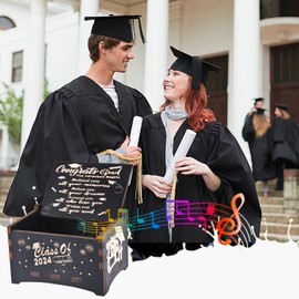 CYUYV 2024 Graduation for Her Him, Vintage Engraved Inspirational Wooden Music Boxes Graduation Souvenir, College, Senior, High School Inspirational Graduation