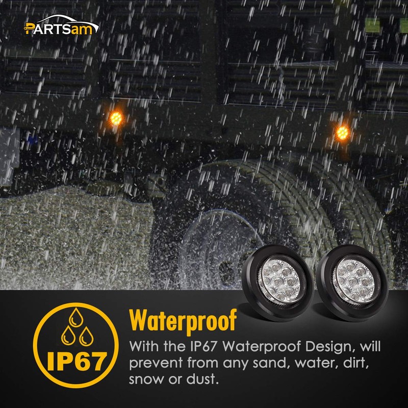 Partsam 10x 2" Round Amber Led Marker Clearance Light 9LED