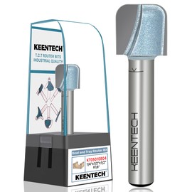 KEENTECH Router Bits, Carbide Tipped Dish Carving Bit for Edge Forming, Industrial Grade Blue Cutting Tools for Woodworking (1/4 Inch Shank x 1/2 Inch Diameter - R1/8 Inch Radius, KT05010804)