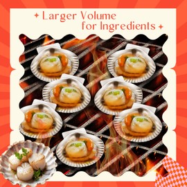 Baderke 50 Pcs Grillable Shells Stainless Steel Reusable All Purpose Grillable Large Scallop Shells Grilling Pan Baking Dish for Make Oysters Baked Clams Clam Scallop Seafood, 3.2 Inch