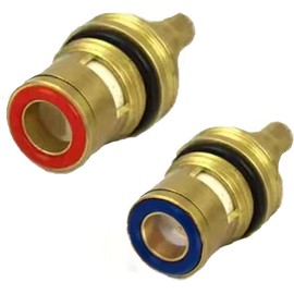 Válvulas de Grifo, Reemplazo de Cartucho de Disco de Vástago de Cerámica de Latón Giratoria de Cuarto de Vuelta de 1/2" para Grifo de Baño y Cocina (1 Par Caliente y Frío)