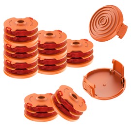 WA0007/50022833 Trimmer Spool line for Worx，Compatible with Worx WG116 WG118 WG119 WG124 WG183 String Trimmer. Fit for Worx Weed Eater String and 50019417 Spool Cap Cover. (8 Spool, 2 Cap)