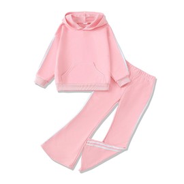 Mikrdoo Teenager Clothes Long Sleeve Hoodies Sweatshirts Teen Clothes Sweatpants Junior 2 Piece Outfits Sweatsuit Clothing Set Pink