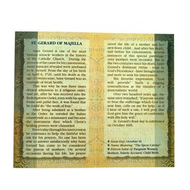 William J. Hirten Deluxe Catholic Holy Card with Traditional Prayers (Saint Gerard Majella)