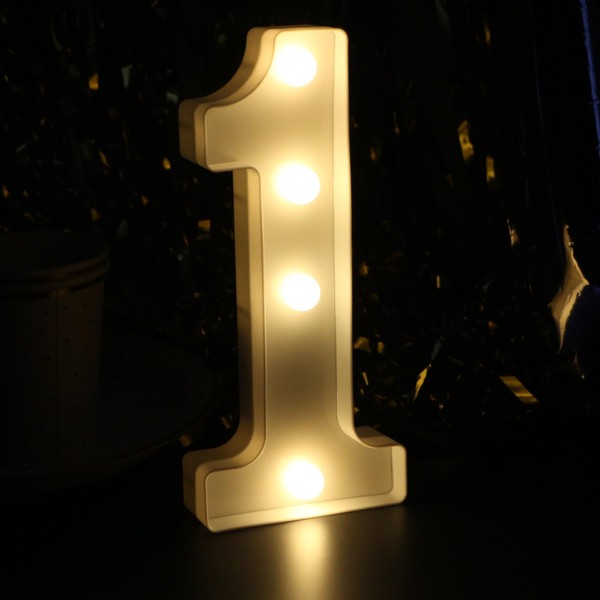 H: 8.26 Inches Light Up Numbers 1 Centerpieces Table Sign,