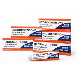5 x Bite & Stings Relief Cream - Hydrocortisone 1% 10g Tube - Anti-Itch Cream