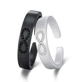 OHAYOO Eheringe 925 Sterling Silber Paar Ringe Partner Freundschaftsring Unendlichkeits Infinity Schmuck Set für Sie und Ihn Pärchen
