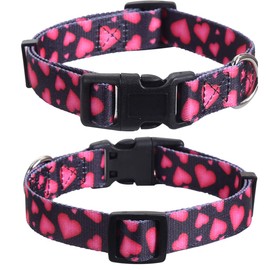 2 Pack Valentine's Day Dog Collar Adjustable Love Heart Small