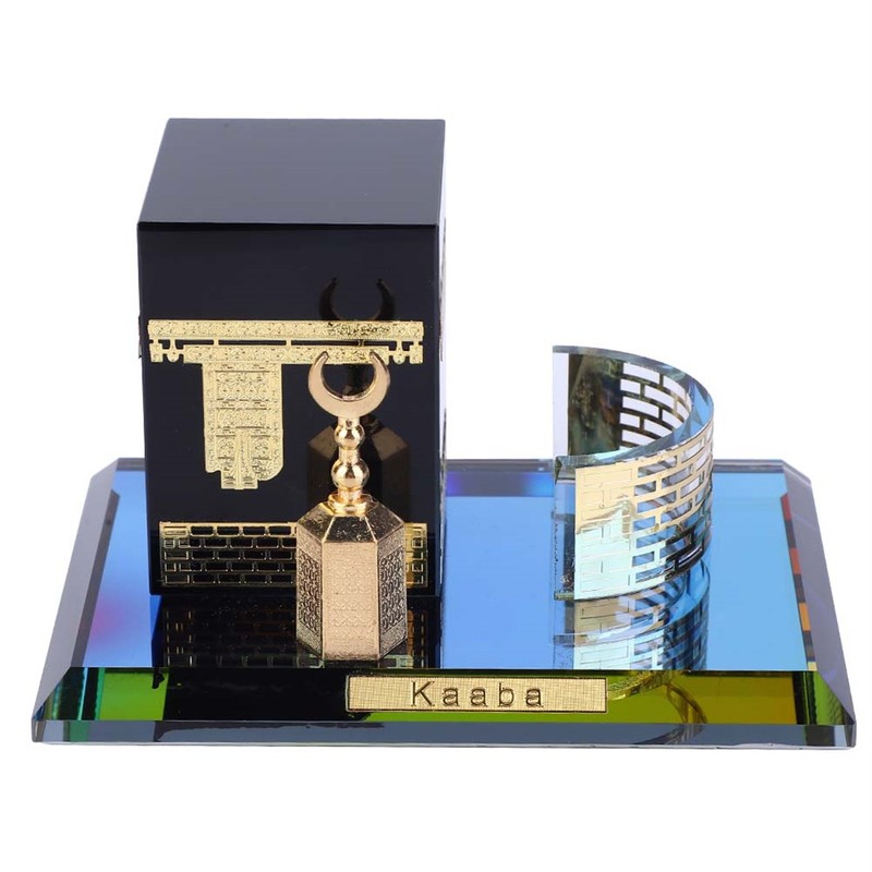 Muslim Crystal Gilded Kaaba Three Piece Model Islamic Building Handicrafts