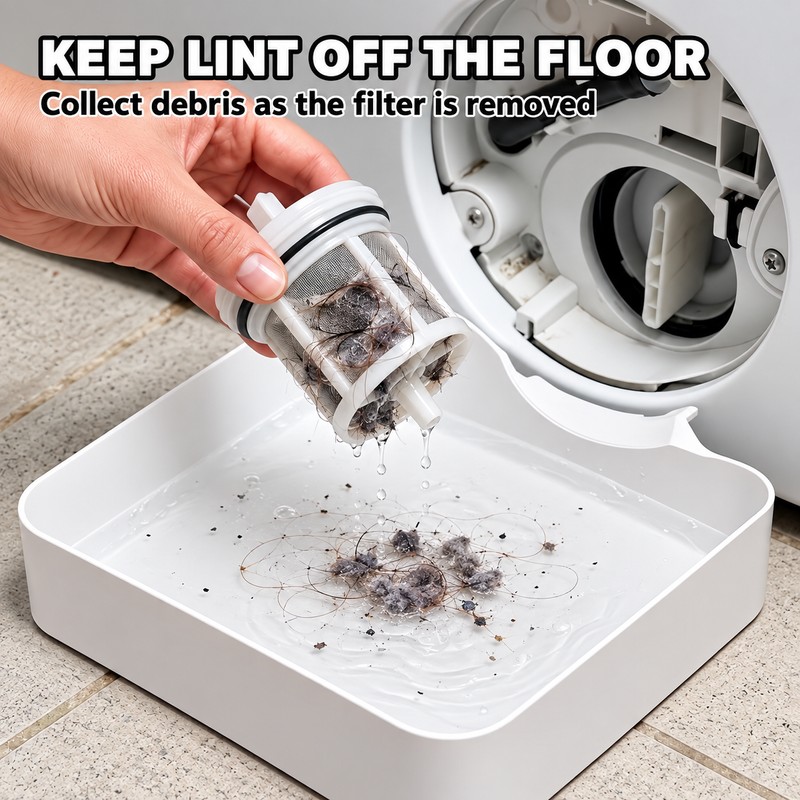 Washing Machine Drain Water Collection Tray, 7 Inch Lint and