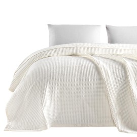 Lavien Home 500 GSM 100% Cotton Bedspread Ivory White, Natural Washed Blanket All-Seasons Bed Cover (Cream White, 78" x 86")