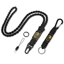 MDSXO 2 Pcs Stylish and Durable Lanyard for Keys - Heavy Duty Paracord Neck Lanyard with USA Flag Design for Wallets, Whistles, Cameras, and Phones - Perfect for Outdoor Activities[Black]