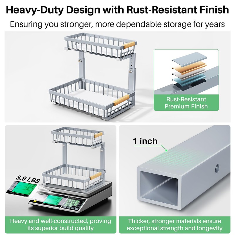 Pull out Cabinet Organizer, 1 Pack Under Sink Organizer, Slide