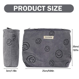 Cosmetic Bags for Women, Large Makeup Bag for Purse Corduroy Makeup Pouch Travel Makeup Bag with Metal Zipper Make Up Organiser Bag