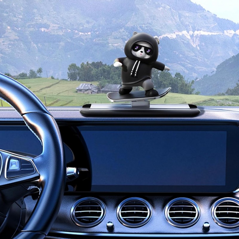 Roczential Skateboard Bear Dashboard Ornament, Skateboard Bear Car Ornament |
