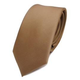 TigerTie Slim Satin Tie in Solid Colour in Various Colours - Gold