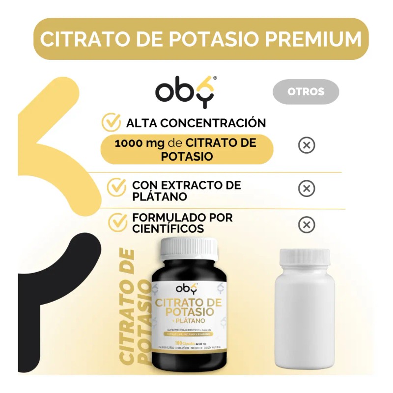 Citrato Potasio 1000mg Extracto Plátano 180 Cápsulas Soporte Bienestar Relajación