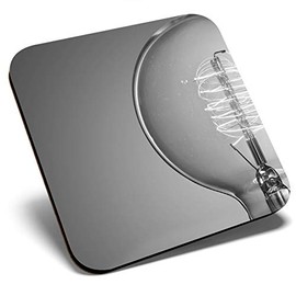 Great Single Coaster Square BW - Edison Bulb Steampunk Retro |Glossy Quality Coasters | Tabletop Protection for Any Table Type #42077