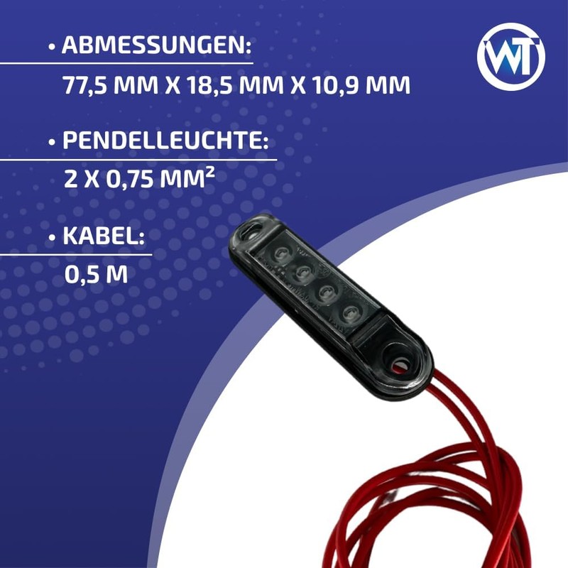 Web Truck Slim Marker Light, Marker Light, Dark Graphite, Red,