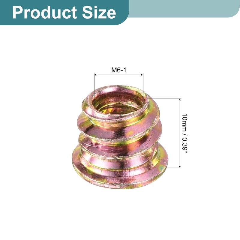 sourcing map 30Pcs Threaded Inserts, M6-1x10 Zinc Alloy Hex Socket