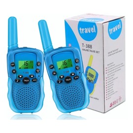 2Pzs Walkie Talkies para Niños, Walkie Talkie Radio de 22 Vías con 3 Millas Largo Alcance, Juguete Camping con Linterna y LCD Retroiluminada, Regalo Navidad Juguete para Niño y Niña 3-14 Años, Azul
