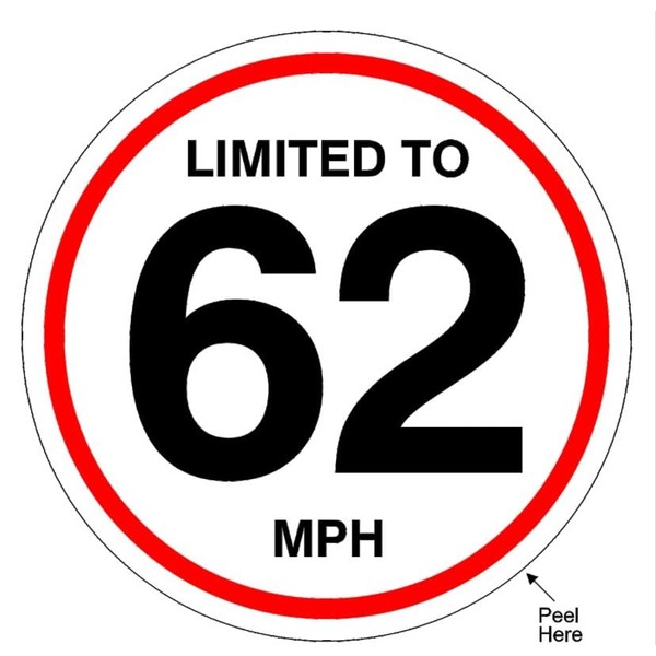 62mph Van Speed Limit Sticker 120MM X 120MM Courier Van