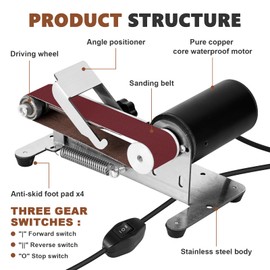 Mini Electric Belt Sander Waterproof Small Bench Grinder Knife Sharpener, Seven Speed Control, for Woodworking, Metalworking