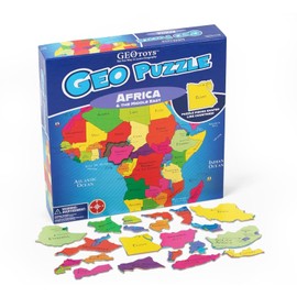 Geotoys GeoPuzzle, Africa and Middle East Shaped Jigsaw Puzzle, 65 Pc Geography Puzzle, Map Puzzle - Jigsaw Puzzles for Kids Ages 6-9 Years Old