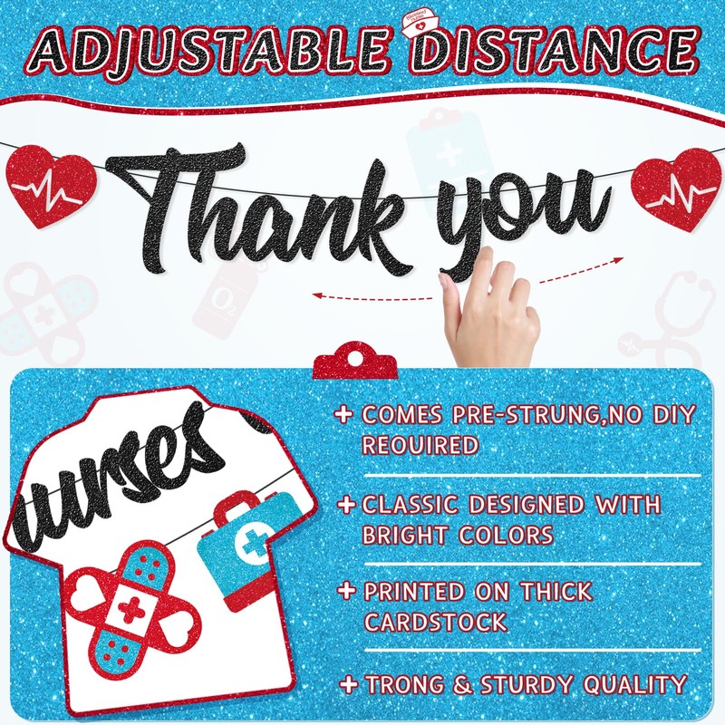 Pre-strung Nurses Week Decorations 2026 Thank You Happy Nurses Week