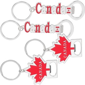 DOITOOL Llaveros Bandera de Canadá 4piezas de Aleación de Zinc con Abridor de Botellas y Diseño Único para Viajeros y Celebraciones