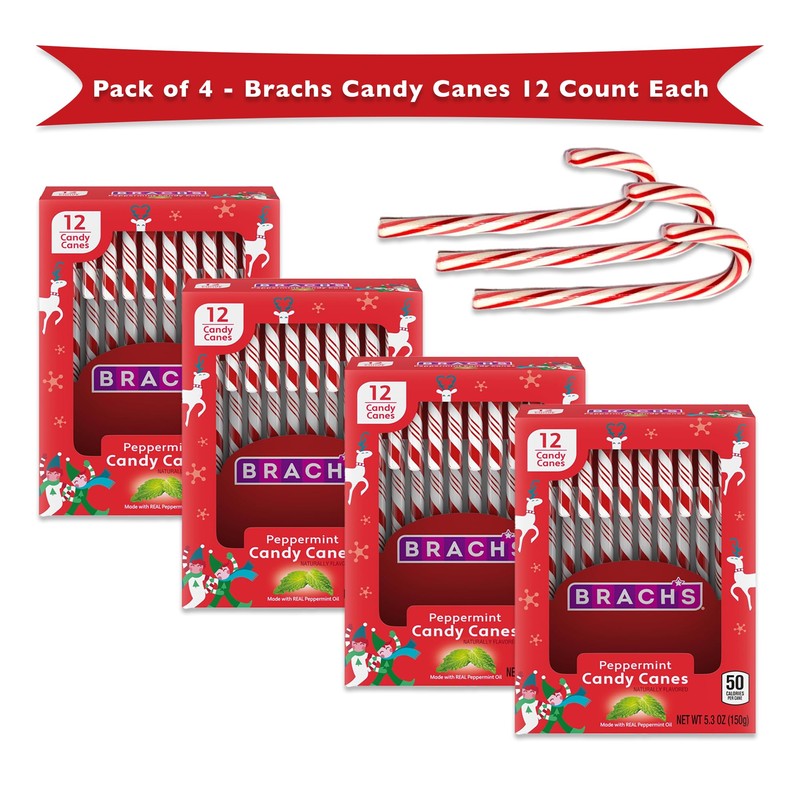 Brachs Peppermint Candy Canes Bulk 48 Pack of Candy Canes