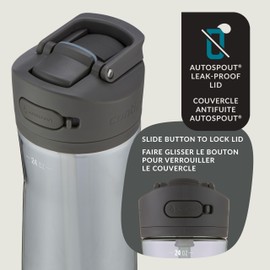 Contigo Ashland 2.0 Water Bottle with Straw and Leak-Proof Locking Lid, BPA-Free Plastic, Dishwasher Safe, Sake, 24 oz (709 mL)
