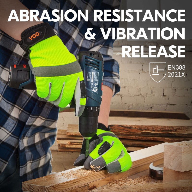 Vgo... 1 Pair Synthetic Leather Multi-Functional Work Gloves, Gardening Construction