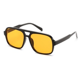 FEISEDY Retro 70s Sunglasses Men Women Vintage Fashion Glasses with UV400 Protection B0253, Black - Orange