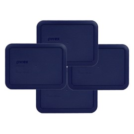 Pyrex Bundle - 4 Items: 7210-PC 3-Cup Blue Plastic Food Storage Lids