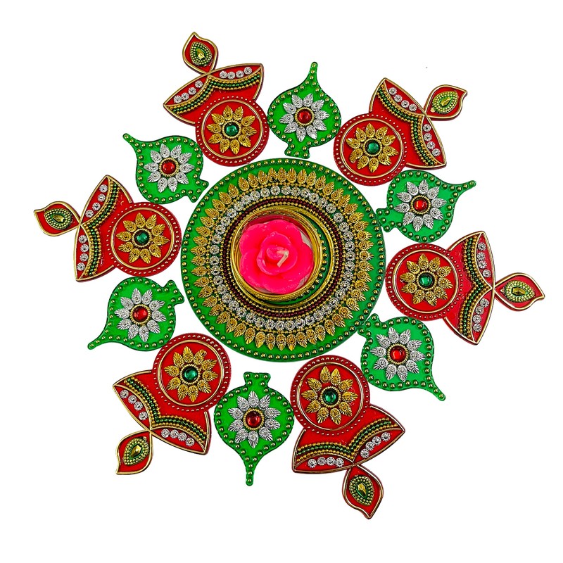 SAHAYA Rangoli for Decoration with T Light Holder Acrylic Small