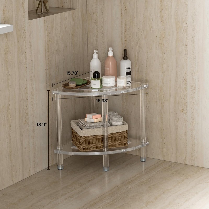 Sumerflos Acrylic Corner Shower Stool, Clear Shower Bench for Shaving