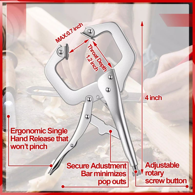 Yexiya Locking C Clamp, Welding Clamp with Regular Tip and