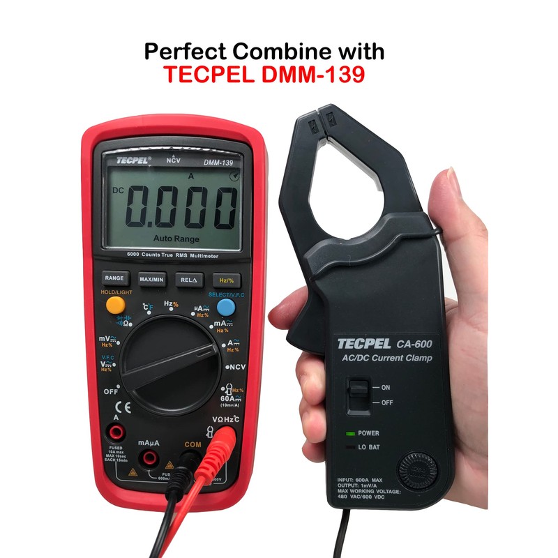 TECPEL CA-600 AC/DC Current clamp Transmitter Probe 600A